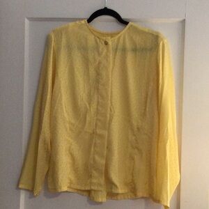Chic Yellow Long Sleeve Vintage 1980s Blouse